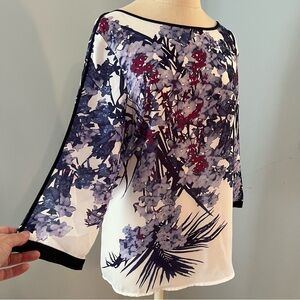 Dramatic Blue and Purple Floral Top